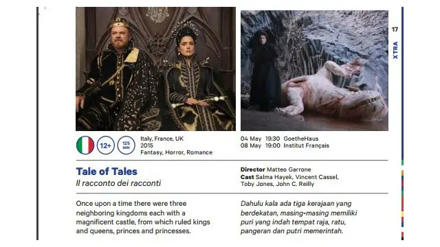 Film Tale of Tales atau Il racconto dei racconti yang akan diputar di festival film Europe on Screen.