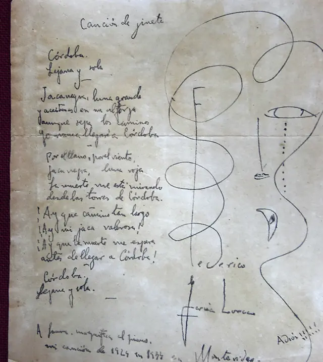 Federico García Lorca, a mano, por supuesto. Mira lo que nos habríamos perdido si lo hubiera escrito con un computador.