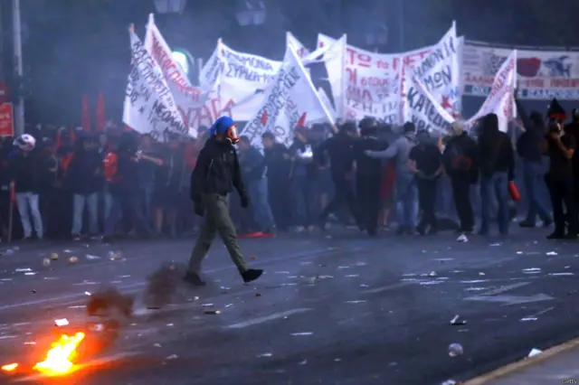 Protestas en Atenas, 8 de abril 2016