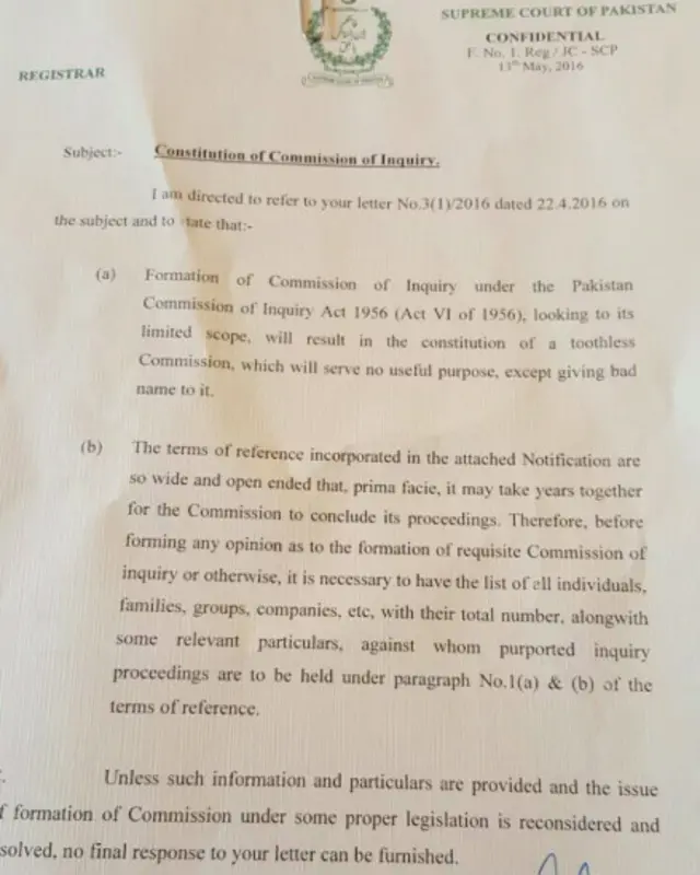 چیف جسٹس کی جانب سے لکھے گئے خط کا عکس