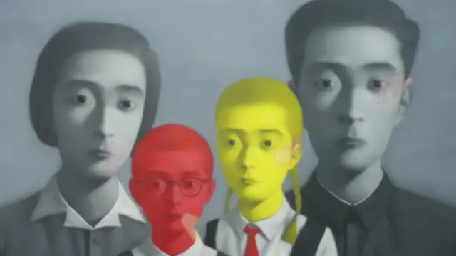 張曉剛《大家庭》系列作品之一局部