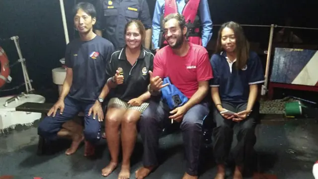 从左至右：林伟贤、米奎、赫南德斯和依拉（马来西亚海事执法机构发放照片12/5/2016）