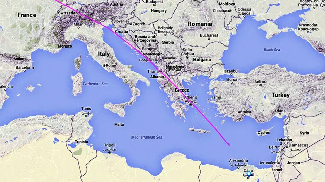 مسار الطائرة المفقودة