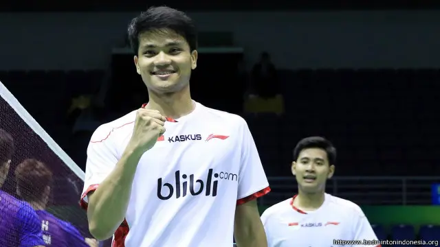 Ganda Angga Pratama-Ricky Karanda Suwardi menang dua set langsung atas Kim Gi Jung-Kim Sa Rang.