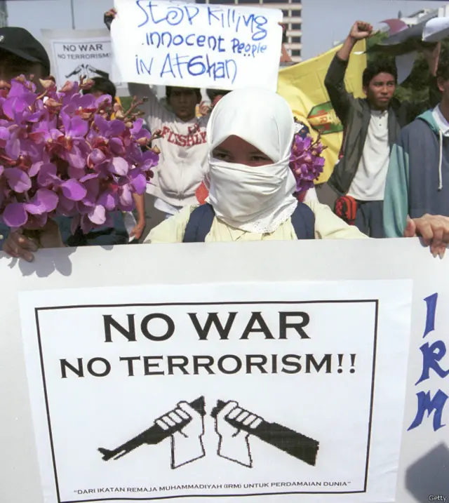 Unjuk rasa anti AS di Jakarta, 10 Oktober 2001.