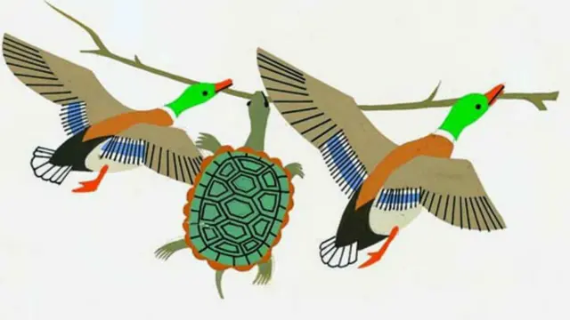 تصویر داستان مرغابی و لاک‌پشت در کتاب دبستان