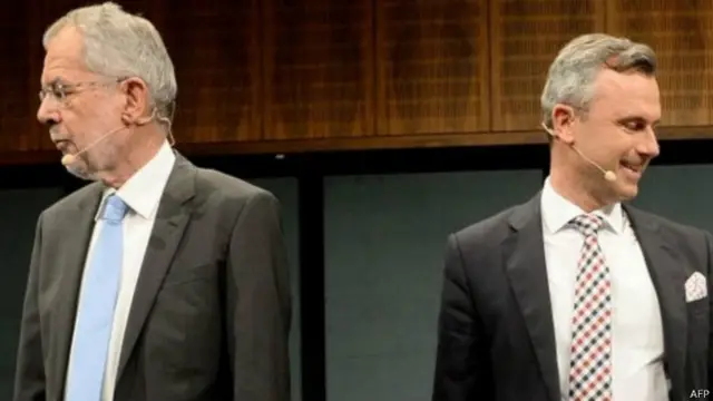 极右翼自由 党候选人诺贝特·霍弗(Norbert Hofer)和绿党支持的独立候选人候选人亚历山大·范德贝览(Alexander Van der Bellen)。