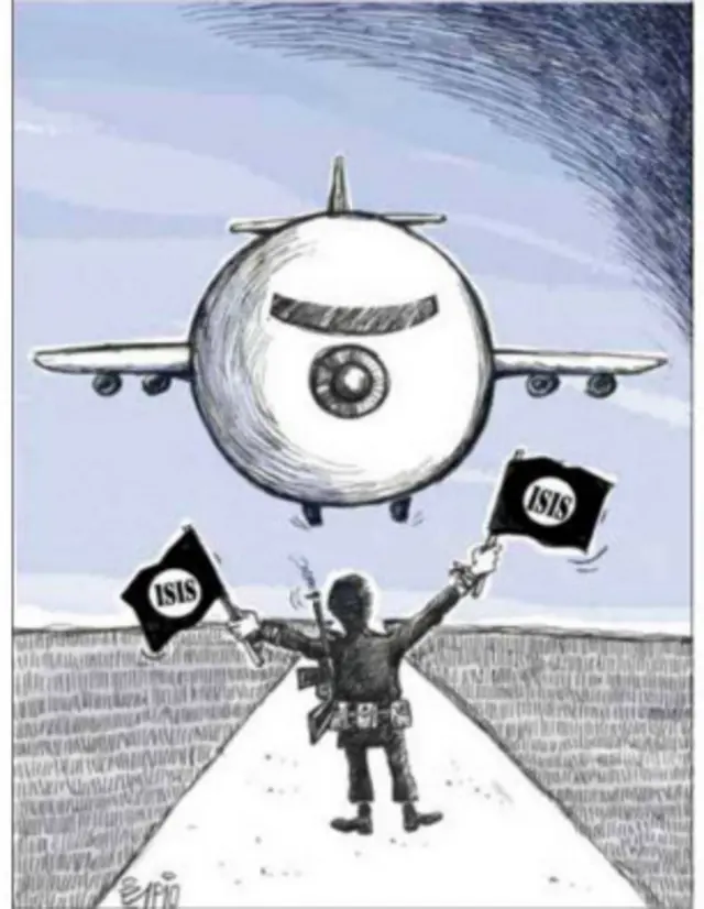 داعش و هواپیمای مصری - کارتون فیروزه مظفری، ایران