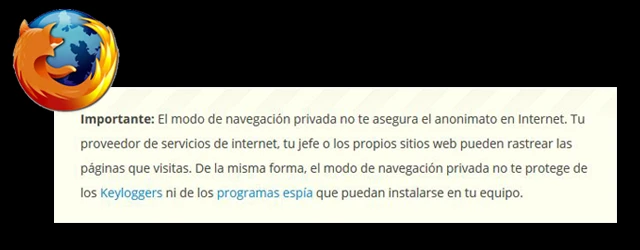 La letra pequeña del incógnito de Firefox