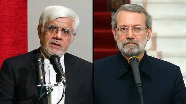 محمدرضا عارف نماینده اصلاح‌طلب تهران (چپ) رقیب اصلی علی لاریجانی برای ریاست مجلس بود