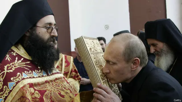 El presidente ruso, Vladimir Putin, visitando el Monte Athos en 2005