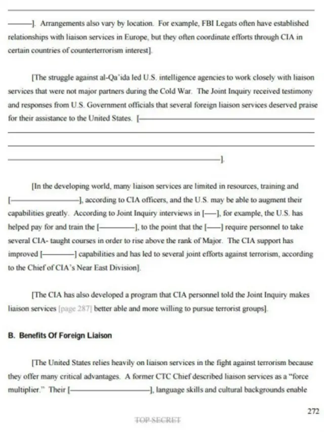نمونه ای از جملات سانسور شده در گزارش ۱۱ سپتامبر