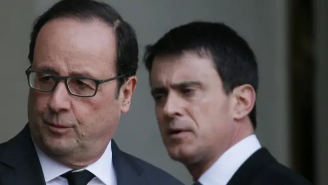 Çalışma yasası reformunun en büyük destekçileri Cumhurbaşkanı François Hollande (solda) ve Başbakan Manuel Valls.