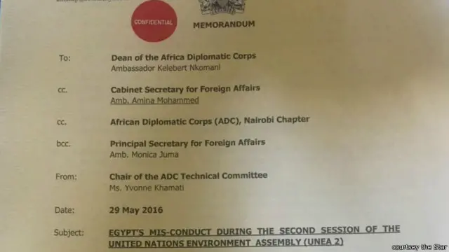 جزء من صورة المذكرة التي عممتها المسؤولة الأفريقية ووصفت بانها "سرية"