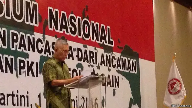 Dalam pidato utamanya, mantan wakil presiden Try Sutrisno mengecam berbagai acara belakangan ini, seperti sidang IPT di Den Haag, Belanda, yang disebutnya "memberi angin" kepada kebangkitan PKI.