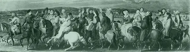 'Una peregrinación a Canterbury' por Thomas Stothard. (Foto: Rischgitz/Getty Images)