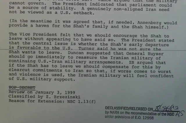 بنا به این سند کارتر به مشاورانش گفت که یک ایران "حقیقتا غیرمتعهد" که به هیچیک از بلوکهای قدرت جهانی وابستگی نداشته باشد "نباید برای آمریکا ناکامی تلقی شود."