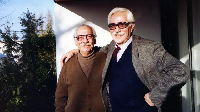 ایرج پزشکزاد (راست) می‌گوید که از پنج سالگی تورج فرازمند (چپ) را می‌شناخت