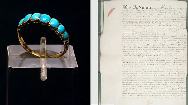 Слева - обручальное кольцо, которое Чарльз подарил Кэтрин в 1935 году; справа - документ о раздельном жительстве супругов, выданный в 1858 году