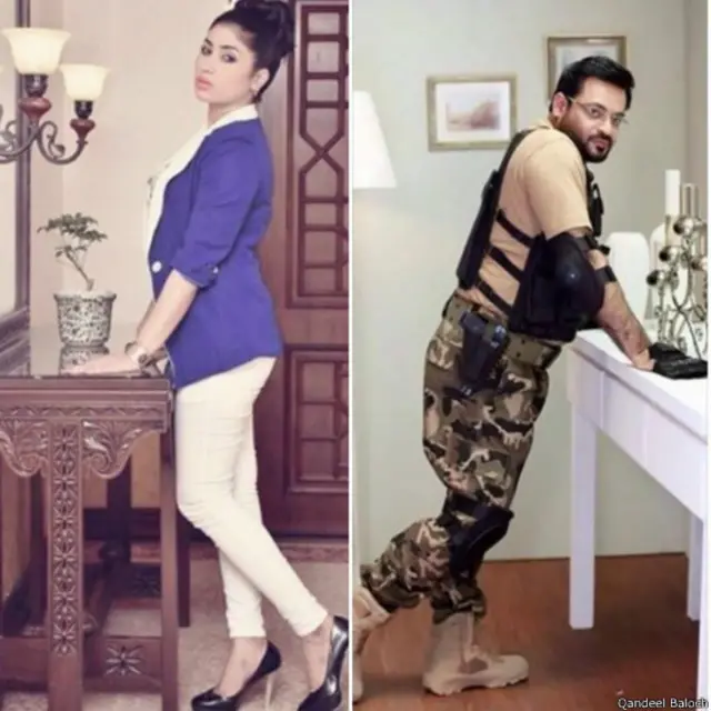 یونیفام میں ملبوس عامر لیاقت کی اس تصویر کے بعد قندیل بلوچ نے اپنی تصویر اسی انداز میں کھینچ کر اپنے فیس بک پیج پر شیئر کی