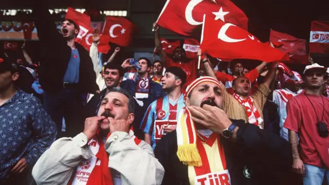 Euro 96'da Türk taraftarlar.
