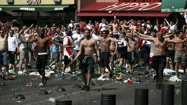 Fans during clashes in Marseille