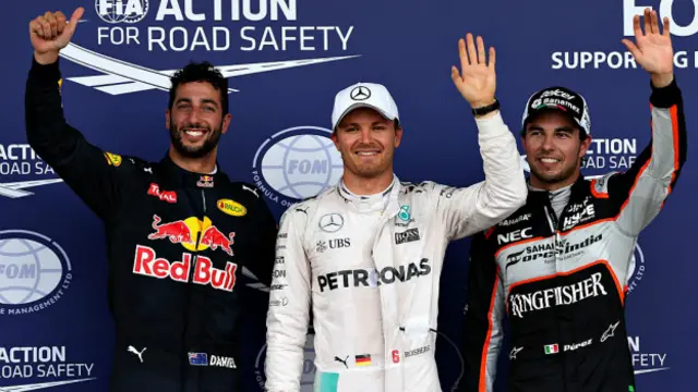 Top 3: Almaniyadan Nico Rosberg, Meksikadan Sergio Perez və Avstraliyalı Daniel Ricciardo