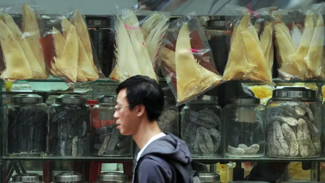 香港某海味店前陳列的魚翅（資料圖片）