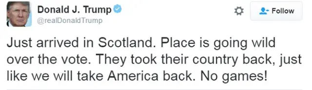 डोनाल्ड ट्रंप का ट्वीट