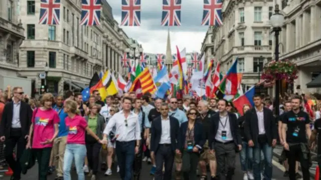 倫敦市長薩迪克·汗也在遊行隊伍中