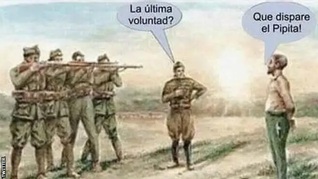 Sosyal medyada maçın ardından yayılan karikatür: İdam mangasının komutanı, kurşuna dizilecek kişiye soruyor: Son isteğin nedir? Yanıt: Higuain ateş etsin