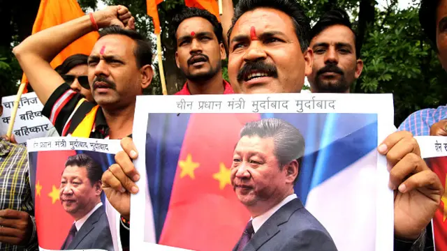 नई दिल्ली में चीन के खिलाफ प्रदर्शन.