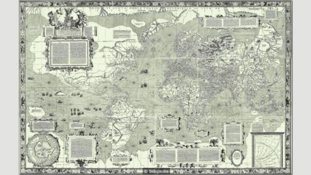 麦哲伦制作于1569年的世界地图（图片来源：Wikipedia）