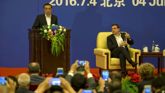 中国国务院总理李克强与希腊总理齐普拉斯出席第二届中希海洋合作论坛