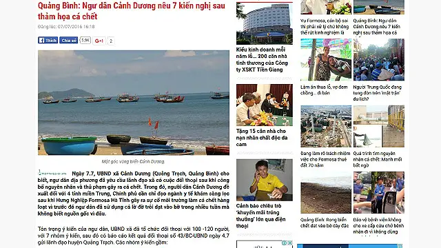 Chính quyền địa phương ở xã Cảnh Dương ở Quảng Bình đã lựa chọn phương án đối thoại với dân, theo báo Một Thế giới.