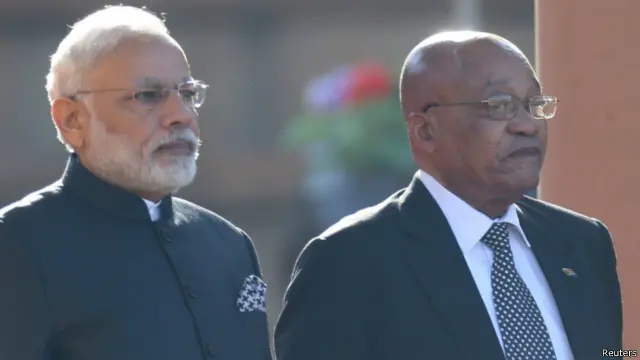 नरेंद्र मोदी और जैकब ज़ूमा