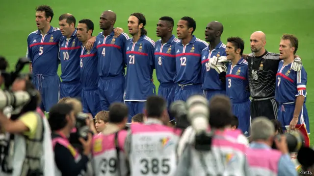Timnas Prancis sebelum mengalahkan Italia di final Piala Eropa 2000.
