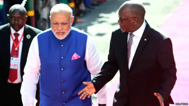 मोदी और तंज़ानिया के राष्ट्रपति