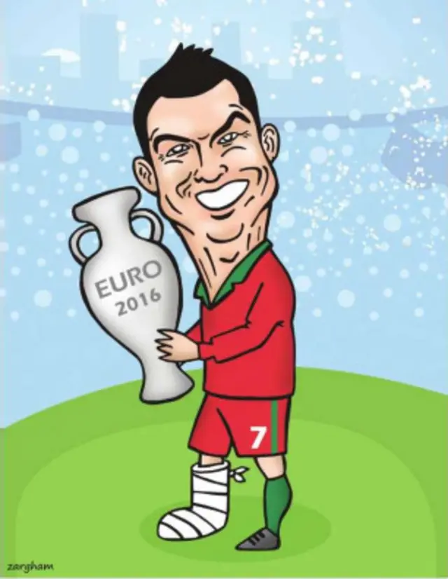 رونالدو فاتح جام قهرمان اروپا - کارتون امیرحسین ضرغام، فرهیختگان