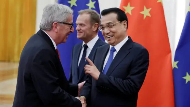 中国总理李克强周二在北京会见欧盟委员会主席容克以及欧洲理事会主席图斯克。