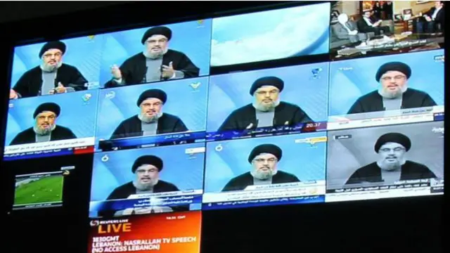 حسن نصرالله رهبر حزب الله لبنان در برنامه های شبکه تلویزیونی المنار.