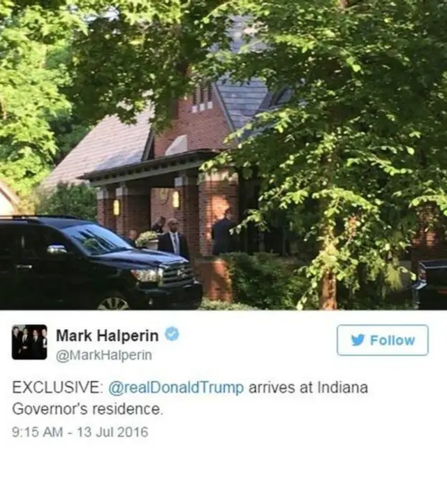 特朗普,他的女儿伊万卡·特朗普及其丈夫被人看到离开了彭斯的住宅