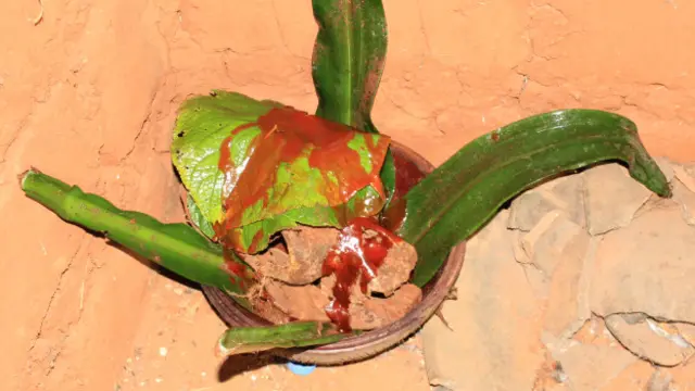 Le crâne du défunt doit être recueilli dans une calebasse en terre cuite...