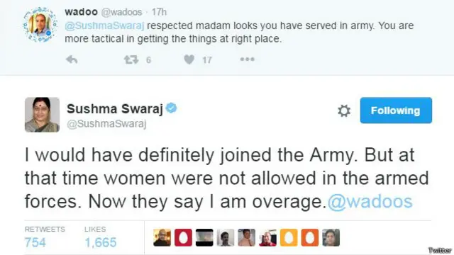 सुषमा स्वराज का ट्वीट