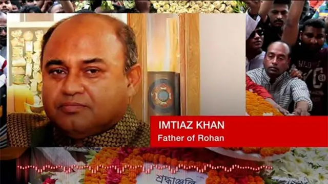 Imtiaz Kan是孟加拉执政党政客、孟加拉奥委会副秘书长，他的儿子也是攻击者之一。他说，闻讯后“无语”、“羞愧、难过”。