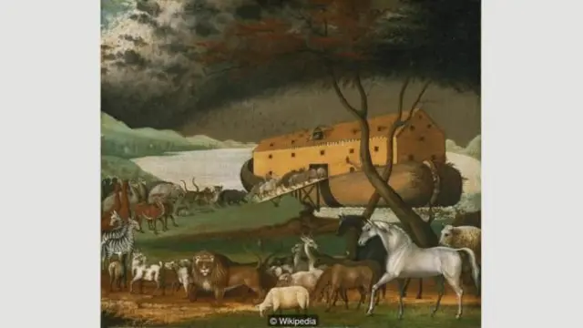  美国教友会信徒爱德华·希克斯将诺亚方舟画入了名为的“和平国度”的系列画作。（图片来源：维基百科）