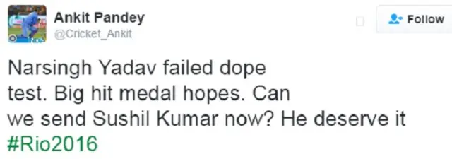 नरसिंह यादव पर ट्वीट