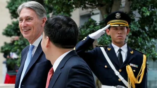 英國財相哈蒙德在北京參加中國央行的圓桌會議