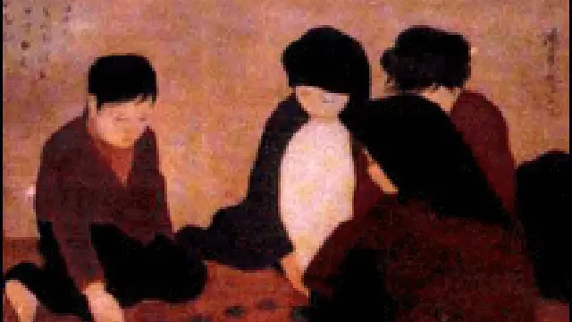 Bức tranh lụa "Chơi ô ăn quan" của họa sĩ Nguyễn Phan Chánh
