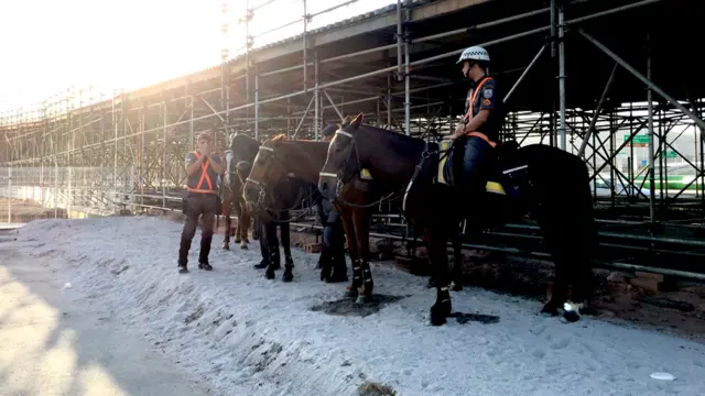 里约奥林匹克公园内的骑警(BBC中文网31/7/2016)